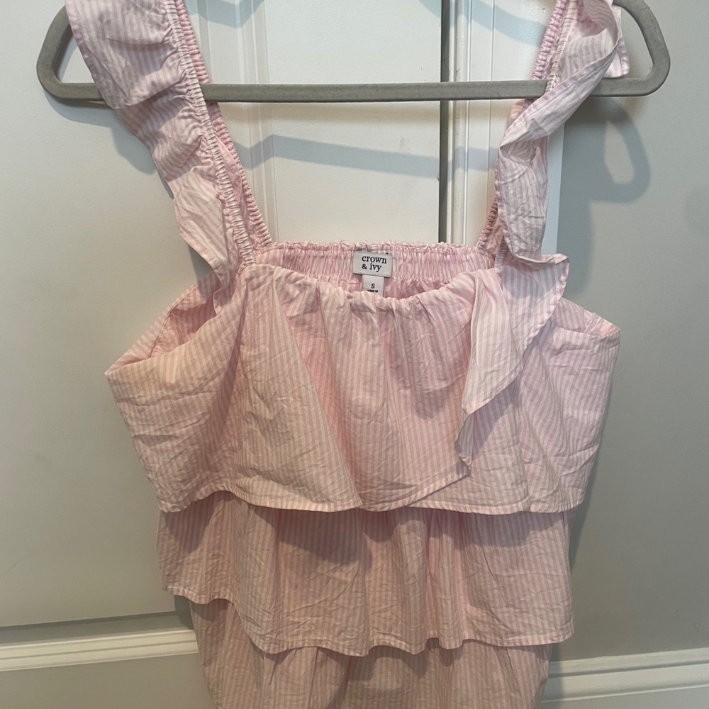 Crown & Ivy Pink Striped Blouse